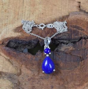 Pendentif classique fait main 925 bijoux en argent massif pour femmes 925 argent Sterling Lapis pierres précieuses Style Boho pendentif cadeau soeur - Product Image 6