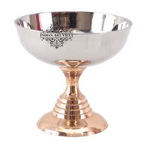 Taza de helado de acero puro Indian Art Villa con soporte de cobre, taza de metal hecha a mano con elegante soporte de cobre - Product Image 5