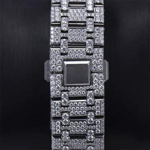 Montre mécanique personnalisée en diamant Moissanite VVS pour homme, entièrement blanche, style hip-hop, montre de luxe, cadran en verre or argent, bijoux blancs - Product Image 2
