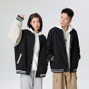 แจ็คเก็ตเบสบอลวาร์ซิตี้แบบมีปกตั้ง สีดำ ผ้าวูล สำหรับผู้ชาย รับสั่งทำพร้อมพิมพ์โลโก้ตามแบบ - Product Image 6