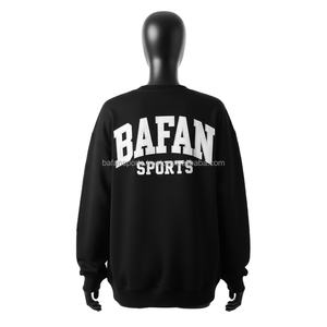 <b>Women</b> Oversize Sweatshirt GSM Cotton <b>Fleece</b> <b>Black</b> with Custom Logo Screen Print and Rubber Patch <b>Women</b> breathable Sweatshirts - Product Image 2