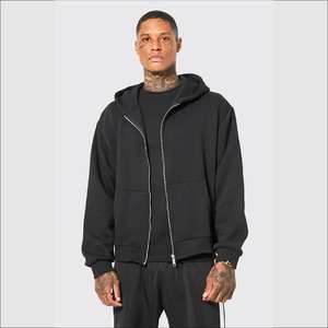 Sudadera con capucha y cremallera del fabricante superior Sudadera con capucha de algodón de rizo con cremallera completa Sudaderas con capucha para hombre con cremallera con forro térmico de EE. UU. de gran tamaño con estampado personalizado - Product Image 5