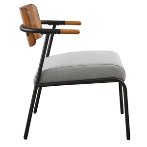 Juego de 2 sillas decorativas modernas de mediados de siglo, sillones tapizados con marco de metal y cojines extraíbles, gris claro - Product Image 2