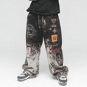 Pantalons de survêtement amples pour hommes, vintage, délavés au soleil, avec patch brodé, imprimé en molleton, streetwear, vente en gros de logos - Product Image 1