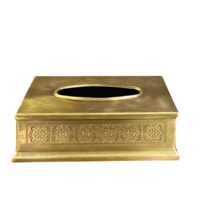 Caja de pañuelos de Metal de Color dorado de diseño Vintage, servilletero, caja de pañuelos Rectangular de Metal de calidad creativa, organizador de mesa a la venta - Product Image 1