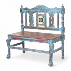 Banco de Madera Maciza de Estilo Vintage, Diseño Rústico y Moderno para Uso en Exteriores, para Patio, Jardín, Parque - Product Image 1