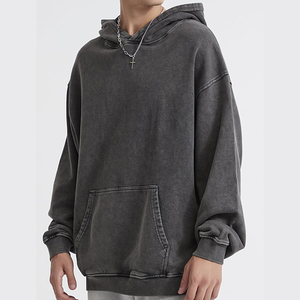Streetwear Pullover Custom Vintage Washed Oversized <b>Black</b> Hoodie Unisex Casual Long Sleeve Kangaroo Pocket Soft Cotton Hoodie - Product Image 5