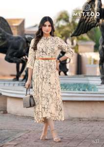 Fabricante de vestidos largos estampados de rayón pesado de diseño moderno occidental de Surat India - Product Image 6