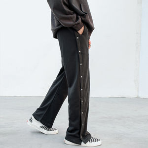 Pantalones de chándal de pierna ancha desgastados informales OEM con botones laterales Ropa de calle acampanada Pantalones de chándal Ropa deportiva de cintura media - Product Image 2