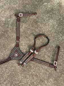 Nouveau Turqouise One Ear Headstall Collier de poitrine Tressé Western Tack Set au prix de gros - Product Image 3
