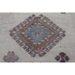 Vintage Small Turkish Rug 2.4x3.3 ft <b>Brown</b> Moroccan <b>Wool</b> Eco Friendly Patchwork Design with Latex Backing - Product Image 5