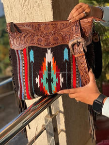New <b>Unique</b> Designer Hand Tooled Fringe <b>Handbag</b> Aztec Saddle Blanket Hot Sling Bags Bohemian <b>Unique</b> Design Stylish Bags for Women - Product Image 3