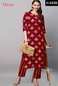 Venta caliente diseño exclusivo indio de trabajo de bordado elegante Salwar Kameez traje fiesta y función desgaste Foil Print Kurtis Set - Product Image 5