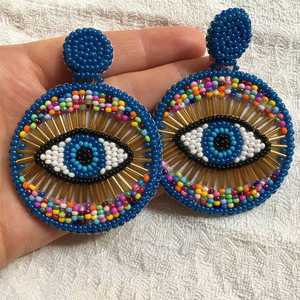 Style européen et américain rose blanc Design pané or boucles d'oreilles Western perlé bohème ensemble de mariage en gros - Product Image 5