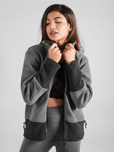 Veste polaire chaude d'hiver pour femmes avec col montant fermeture éclair complète respirante et chauffante pour les sports de plein air finition tissée - Product Image 4