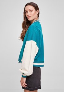 Veste oversize vert d'eau pour femmes 2 tons College Bomber Varsity Jacket Baseball Jacket For Women Crop Wool Letterman Jacket For Women - Product Image 3