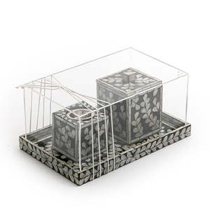 Dernier design de plateau de service en nacre rose avec couvercle en acrylique et pot de vadrouille élégant pour servir dans les fêtes, les dattes et les fruits. - Product Image 4