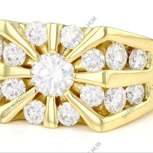 Anillo Chapado en Oro de 18K para Hombre, Anillo de Compromiso con Diamantes, Plata de Ley 925, Zirconia Cúbica, Anillos de Boda para Hombre - Product Image 1