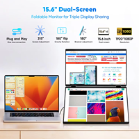 Portable Pliable 15.6 18.5 Pouces Full HD IPS Ordinateur Portable LCD LED Moniteur Double Affichage avec Écran WLED Type C Interface pour Pc Travail