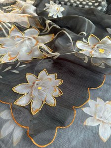 Duyên dáng nhẹ bán lụa Ấn Độ Saree hiện đại mô hình in kỹ thuật số tuyệt đẹp pallu biên giới phong cách dân tộc phong cách mềm mại - Product Image 6