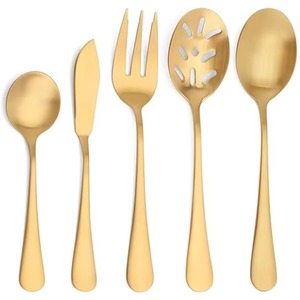 Couverts en acier inoxydable à revêtement de couleur noire et à poignée ronde de créateur Couverts utilisés pour la maison, le mariage et le café Usage quotidien Lot de 8 - Product Image 6