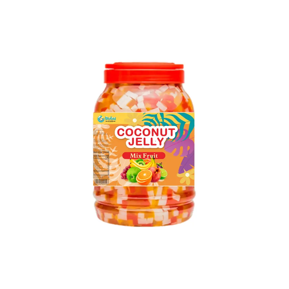 KEIFU-Jelly kelapa warna-warni Jelly kelapa campuran Nata de Coco bentuk hati & bintang OEM/ODM untuk teh gelembung minum Topping 4kg