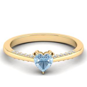 Nouvelle arrivée REYES, bagues de fiançailles en argent sterling 925 avec moissanite, forme de cœur, 0,5 carat, pierre précieuse aquamarine, bagues solitaires fines - Product Image 6