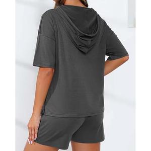 Vestido de verano para mujer OEM Conjuntos de dos piezas Conjuntos cortos con capucha Conjuntos de chándal Conjuntos de manga corta Verano Loungewear Conjuntos de mujer - Product Image 4