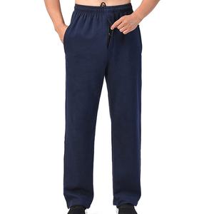 กางเกงผู้ชายแบบปรับแต่งได้กางเกงกีฬาสีพื้นมีกระเป๋าผ้าคอตตอนแบบผูกเชือกใส่กลางแจ้ง - Product Image 1