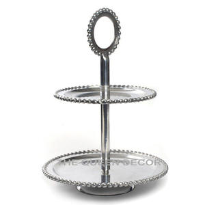 Support de gâteau en métal à 2 niveaux en marbre blanc pour la décoration de mariage et l'affichage de gâteau Mable à la maison - Product Image 2