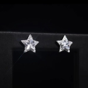 2025 New 925 Sterling <b>Silver</b> Star Stud <b>Earrings</b> 14K 18K <b>Solid</b> Gold Plated Cute Style IGI Certified Moissanite <b>Earrings</b> For Women - Product Image 4