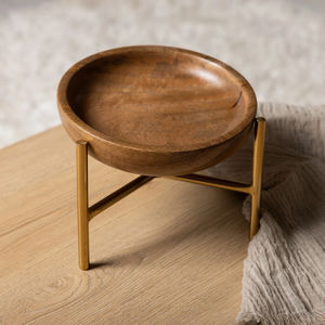 Bol à noix en bois conçu sur mesure avec poignée en métal fait à la main, ustensile de cuisine poli pour servir des fruits secs, plateaux décoratifs - Product Image 2