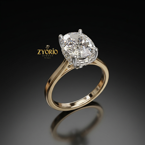 แหวนหมั้นเพชรทรงคุชชั่นคัท ทอง 18K แหวนเพชรหรูหราสำหรับเจ้าสาว - Product Image 6