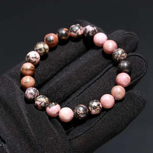 8 mm Smooth Round Beaded 7 Inches Rhodochrosite Healing Crystal <b>Bracelet</b> Crystal <b>Bracelets</b> & <b>Bangles</b> - Product Image 1