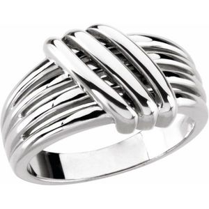 Stuller 14KW Criss-Cross <b>Ring</b> 50550:100002P 18K Gold Plated Stainless Steel and Alloy Classic Religious Style Inlay Setting - Product Image 1