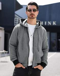 Sweat à capuche zippé en polaire à manches longues pour homme, coupe ajustée, sweat-shirt à blocs de couleur, sweat-shirt en coton ample pour homme à manches longues, sur mesure - Product Image 3