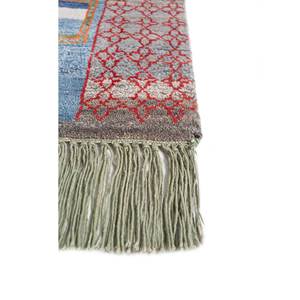 Alfombras Manchaha Azules de Lana y Seda de Bambú Anudadas a Mano, 10 mm de Grosor, Diseño Abstracto Novedoso, Rectangulares, para el Hogar, Pasillo, Les-2460 - Product Image 4