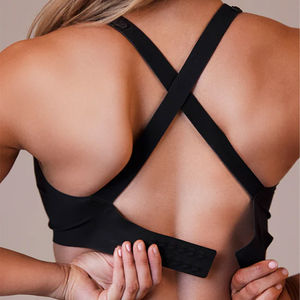 Soutien-gorge de sport push-up en maille simple et sexy pour femmes grandes tailles, soutien moyen, bonnets amovibles, cristal frontal, sans couture, extérieur - Product Image 2