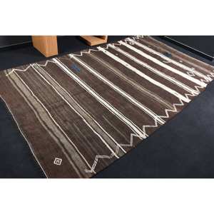 Alfombra clásica tradicional de lana marrón y blanca, alfombras de diseño de retazos de 6,1X10,6 pies, Alfombra de cabecera de látex rectangular para pasillo de 10mm para adolescentes - Product Image 2