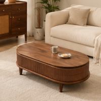 Table basse pliable réglable en hauteur avec plateau en panneau de densité, grand espace de rangement dissimulé, facile à nettoyer, panneau en bois moderne pour salon