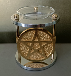 Quemador de aceite de incienso de latón decorativo, con pentagrama chapado en oro, luz de té, calentador de Aroma hecho a mano, quemador de perfume - Product Image 2