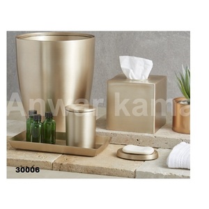 <b>Bath</b> Accessories Set Gold Bathroom Accessories Set With Tissue Holder Soap Dish <b>Brush</b> Holder Trash Can for Sink & Bathroom Decor - Product Image 1