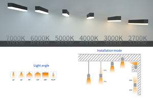 LED Linear <strong>Light</strong> <strong>Fixture</strong> 30W Black White lightning up and Down Led Ceiling <strong>Light</strong> for <strong>Office</strong> Retail Supermarket Shop Home - Product Image 5