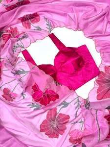 ชุดส่าหรีผ้าไหมแบบดั้งเดิมพร้อมพิมพ์ลายด้วยมือเสื้อแบบไม่มีตะเข็บดีไซน์เนอร์อินเดียและปากีสถานชุดต้อนรับงานปาร์ตี้ - Product Image 4