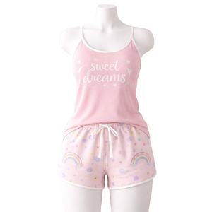Conjunto de descanso y dormir para mujer RTS Dream Soft Samavia – Bonito conjunto de camiseta sin mangas y pantalones cortos con estampado |   Fabricantes de Pedidos al por Mayor OEM - Product Image 1