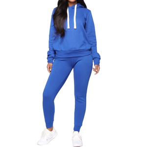 ชุดกีฬาผู้หญิง ชุดวอร์มผ้าฝ้ายฟลีซ รับผลิตตามแบบ (OEM) ชุดออกกำลังกายผู้หญิงแบบสองชิ้น ชุดวิ่ง ชุดวอร์มแบบสวมหัว - Product Image 6