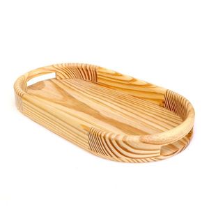 Accesorios de Catering Servidor de postres de pasta Bandeja de madera de forma ovalada Café Té y desayuno Bandeja para servir - Product Image 1