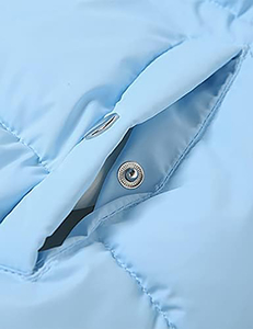 Unisex Light Blue Winter <b>Crop</b> Top <b>Puffer</b> <b>Jacket</b> Plus Size Stand Collarless with Custom Logo Cotton Filling Material - Product Image 4