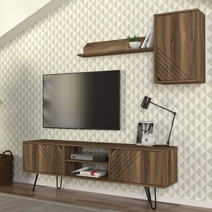 Unidad de TV Norma de lujo exclusiva, muebles de aglomerado con acabado de nogal de diseño moderno para granja, superventas en sala de estar - Product Image 1