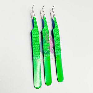 Pinzas de punta de fibra de acero inoxidable sostenibles de Venta caliente pinzas de aislamiento de 45 grados de Color verde de etiqueta privada para volumen - Product Image 1